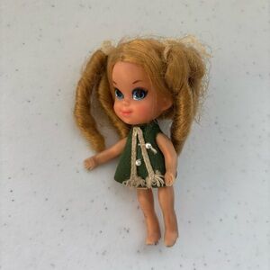 Vintage Mattel Doll Liddle Kiddle with Green Dress and Blonde Hair